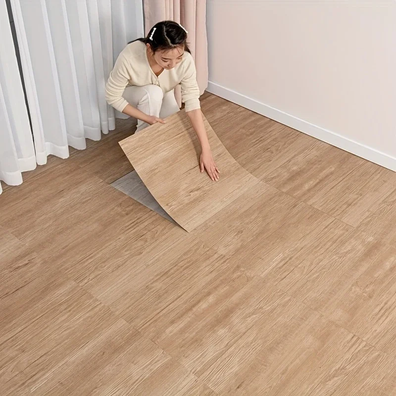 Self-adhesive Vinyl Floor Tiles Wood Grain Design Waterproof  Wear-resistant Wall Tiles for Bedrooms Kitchens Living Room Decor