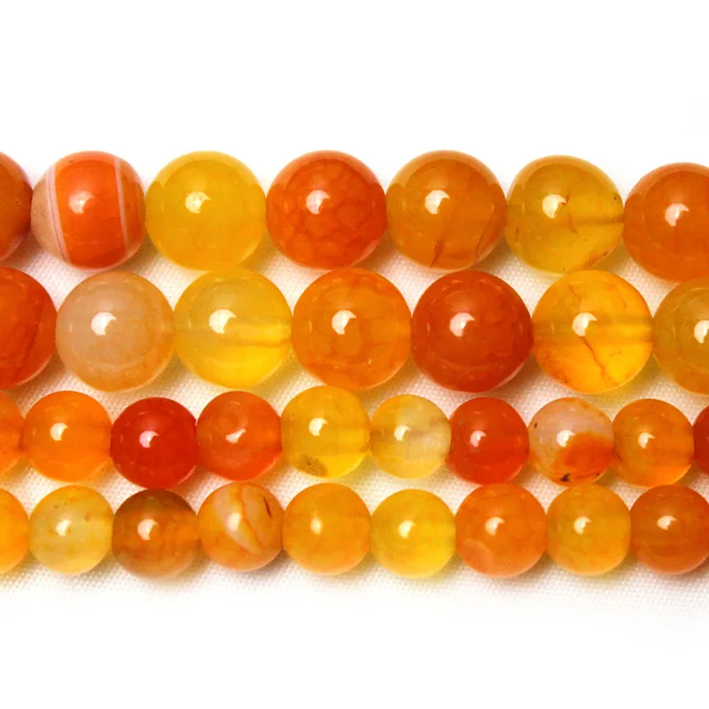Natural Orange Agates Stone Beads Onyx  Round Loose Spacer Beads For Jewelry Making DIY Bracelets Necklace 15'' 6/8mm Wholesale image 2
