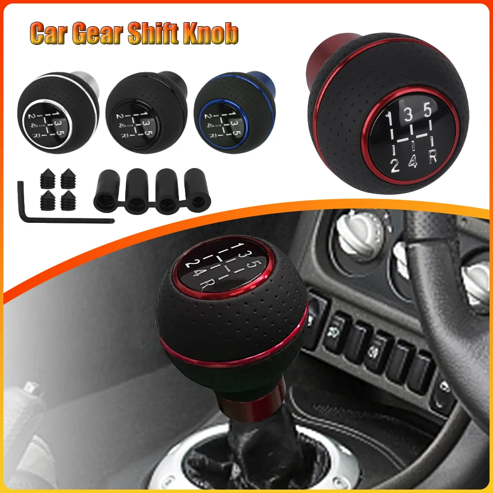 

Universal 5 Speed Car Gear Shift Knob for M8 M10 M11 M12 Leather＆Aluminium Shift Lever Gear Level Knob Shift Head