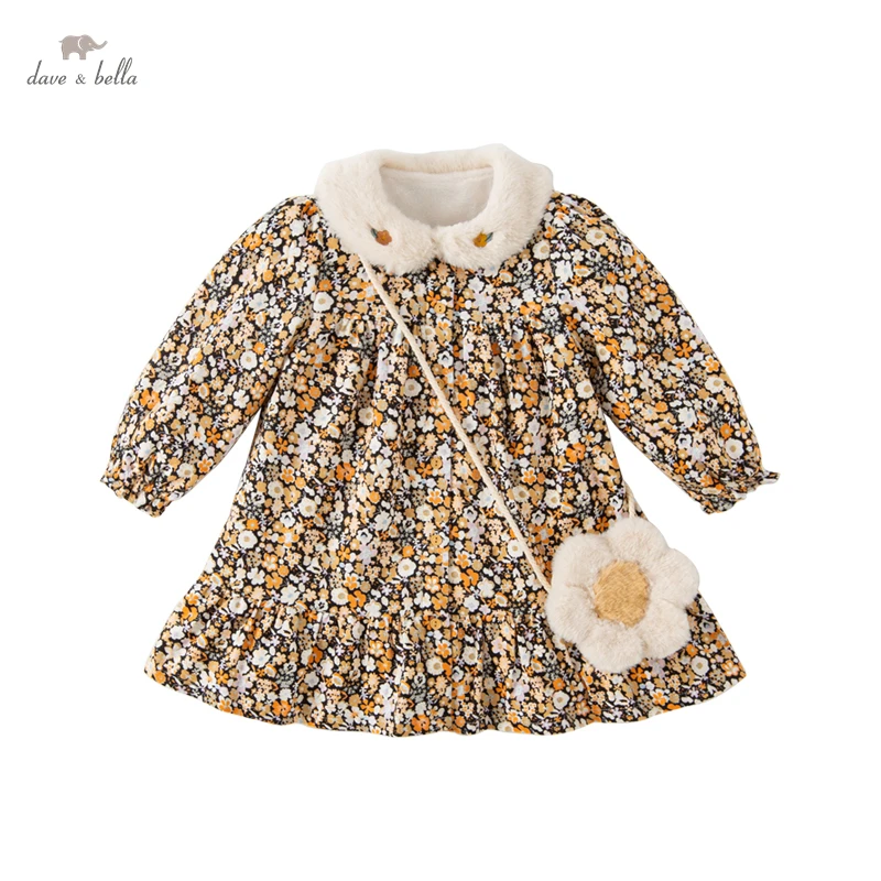 

Dave Bella Baby Girl Dress Autumn Winter Long Sleeve Floral Printed Dress Baby Clothes Princess Dress DB4224226