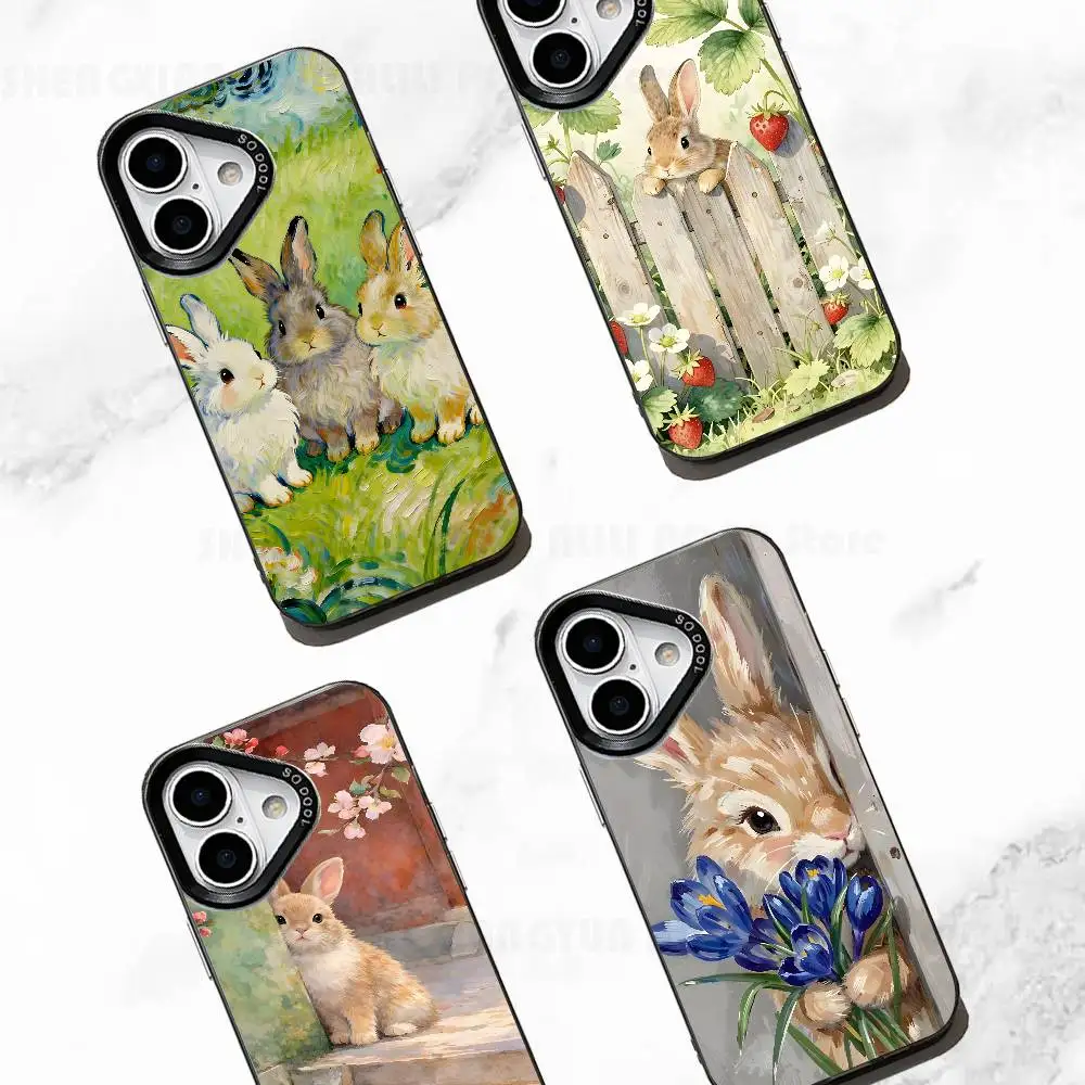 

Cut Animal Rabbit Phone Case For IPhone 17 16e 16 15 14 13 12 11 Pro Max X XR XS MAX Back Cover