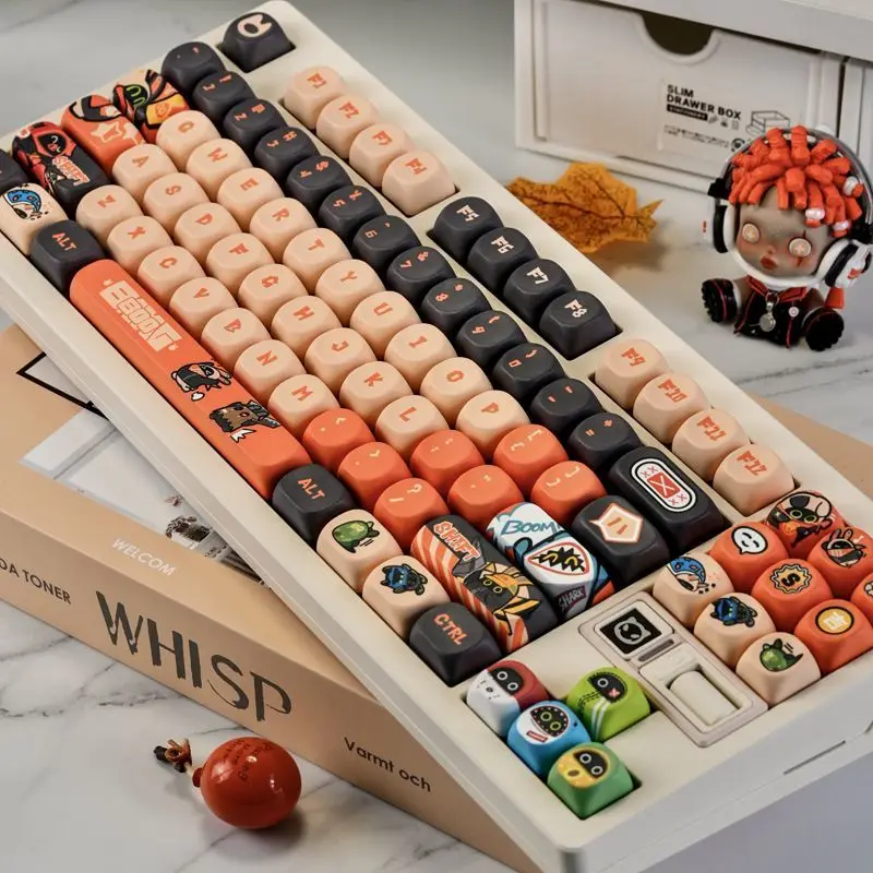 130 Keys Bangboo KeycapsMOA High-value Five-sided Sublimation Bombe Keycap 60-108 Keys Cute Theme for Made68 Mad68 Wooting 60