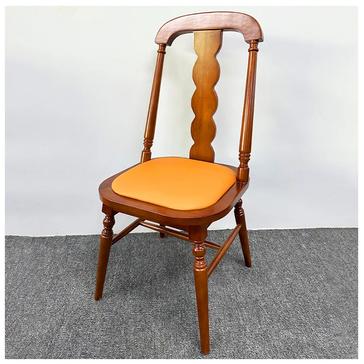 Vintage Solid Wood Dining Chair for Home Chinese Restaurant Coffee Table Light Luxury Middle Ancient Style Ergonomic Seat