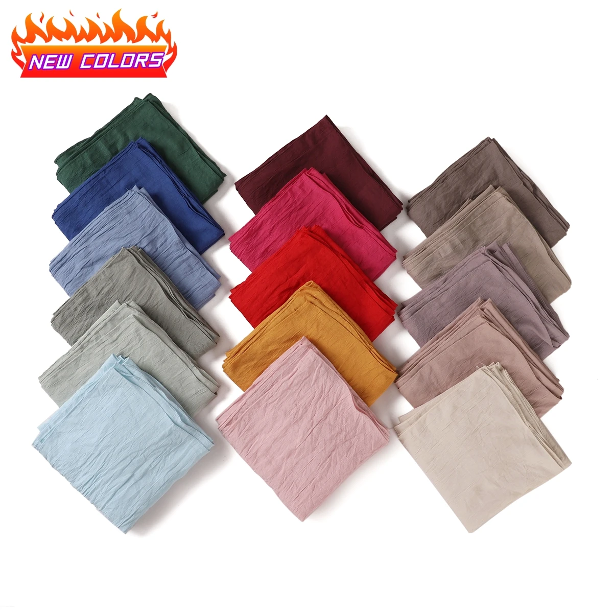 High Quality Breathable Elastic Wrinkle Long Scarf Women Plain Color Polyester Crinkle Soft Hijab Muslim Ladies Turban Headwraps