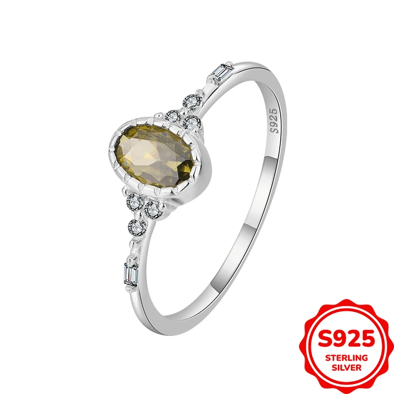 

Модное и элегантное женское кольцо из натурального серебра S925 с прозрачным коричневым цирконом