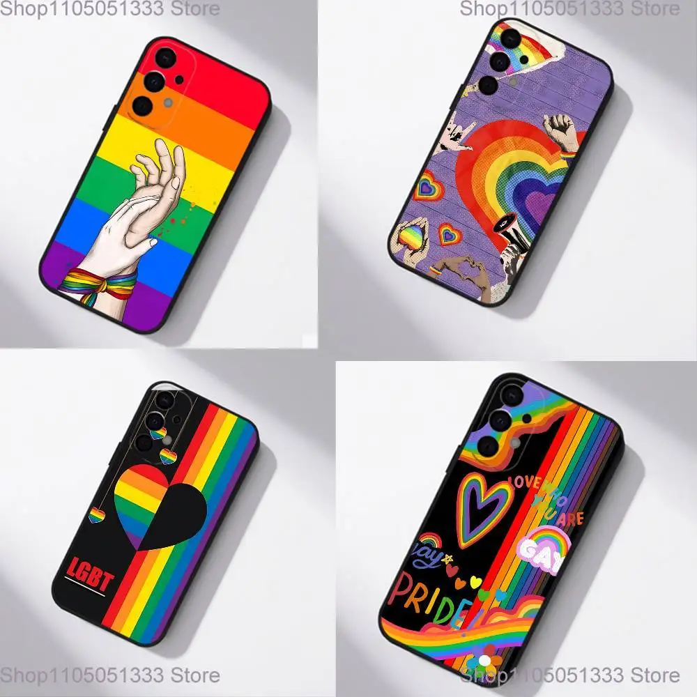

L-Lesbian LGBT Rainbow Pride Phone Case For Samsung S25,S24,S21,S22,S23,S30,Ultra,S20,Plus,Fe,Lite,5G Black Cover