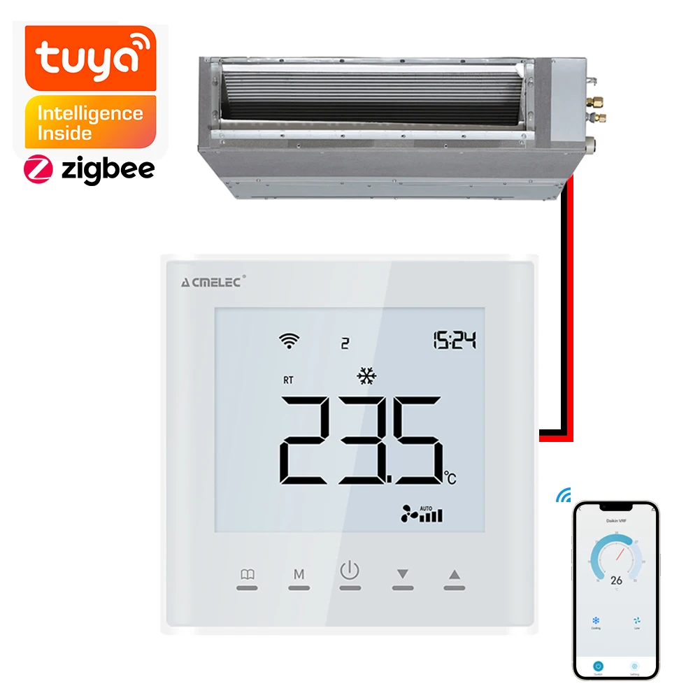 Tuya Home Digital DaiKin Air Conditioning Thermostat Room Smart Wireless Touch Screen VRF LED Temperature Control Panel