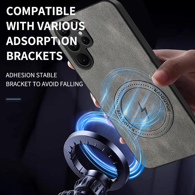 حافظة من جلد الغنم لهاتف Magsafe لهاتف سامسونج جالاكسي S25 S26 Ultra Edge S24 S22 Plus S23 Fe غطاء مغناطيسي مقاوم للصدمات