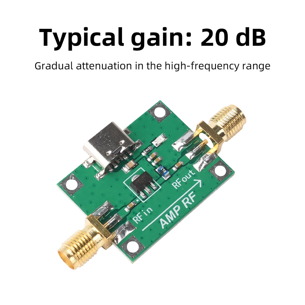 Broadband RF Power Amp Module 5MHz-6GHz SBB5089 20dB Gain DC 5V Type-C High Integration for Wireless Communication RF Testing