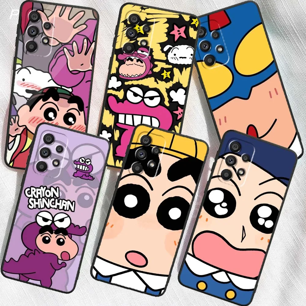 C-Crayons S-Shins-chans لسامسونج A41 A35 A34 A33 A32 A25 A24 A23 A21s A06 A05 A04 A03 نوت 10 20 الترا 5G غطاء أسود