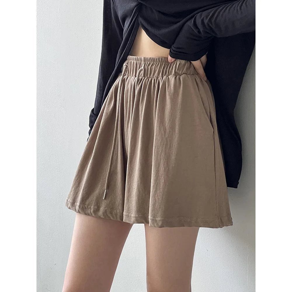 

Women Clothing Retro Simple Loose Casual Shorts 2024 Girls Summer New Solid Color Elastic Waist All Match Wide Leg Shorts