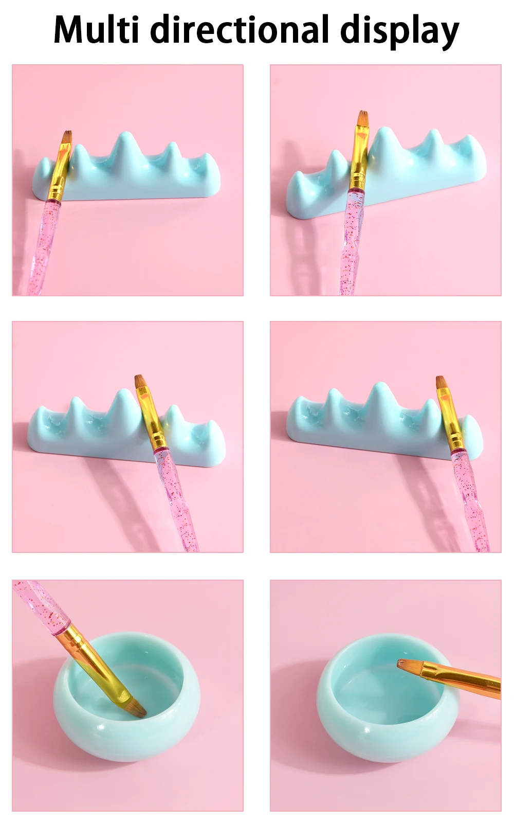 1/5 Set Professionelles Nagelbürsten-Reinigungszubehör, Behälter für Acrylflüssigkeit und -pulver, Nagelbecher, Nagelbürstenhalter, Maniküre-Werkzeuge – Detail 4