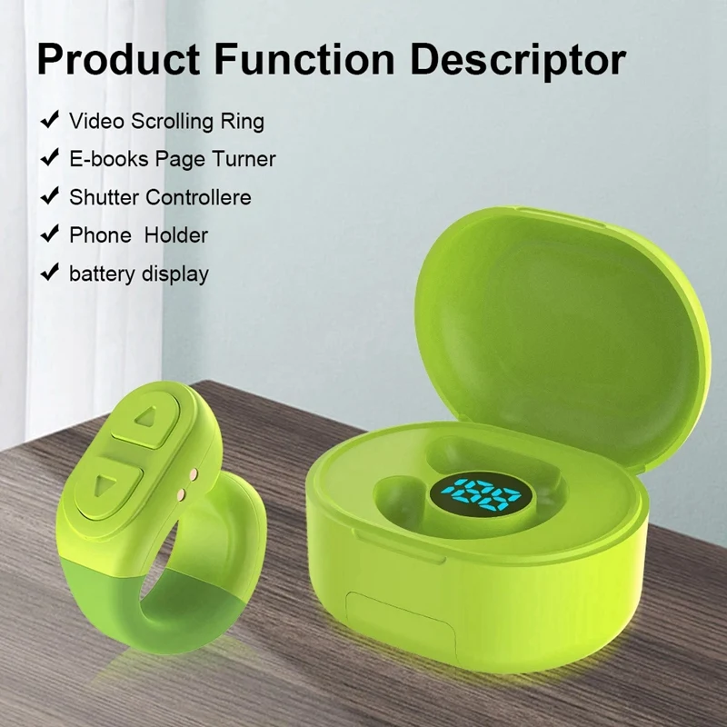 Scrolling Ring Remote Bluetooth Page Turner Clicker With Digital Charging Case For Kindle IOS Android Phone