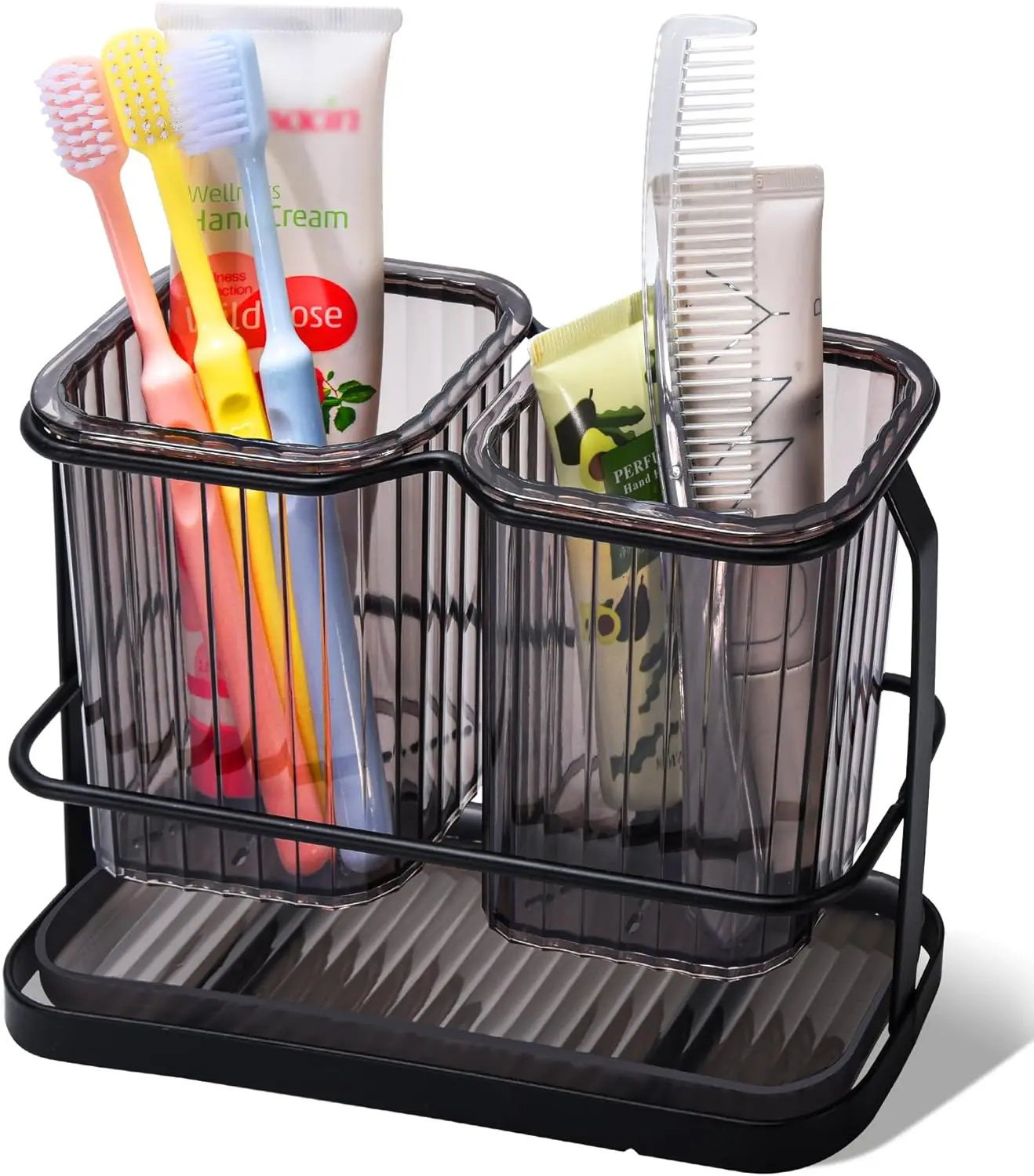 

Черные держатели для зубных щеток для ванных комнат, 2-чашковые держатели для зубных щеток, настенные, для разделения сухой и влажной уборки, органайзеры для ванной комнаты и S