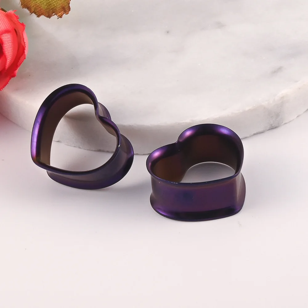 1PC Ear Gauges Piercing for Women Love Heart Ear Tunnels Plugs Expander Stretcher Earring Piercing Jewelry 316L Stainless Steel