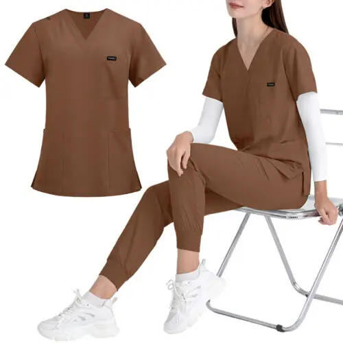 

Babyoung Medical Nurse Uniform Women's Frosted Set Salon Clinical Top+Sports Pants