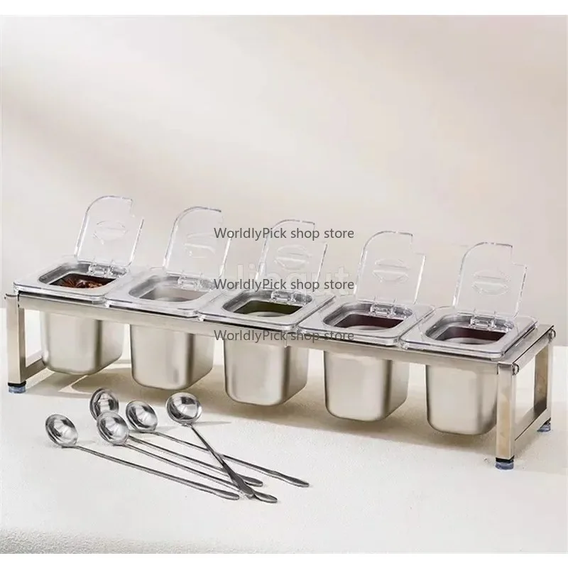 Прозрачный ящик для хранения продуктов из нержавеющей стали со стойкой, видимый выставочный поднос для раковины для магазина чая с молоком, кухонная организация