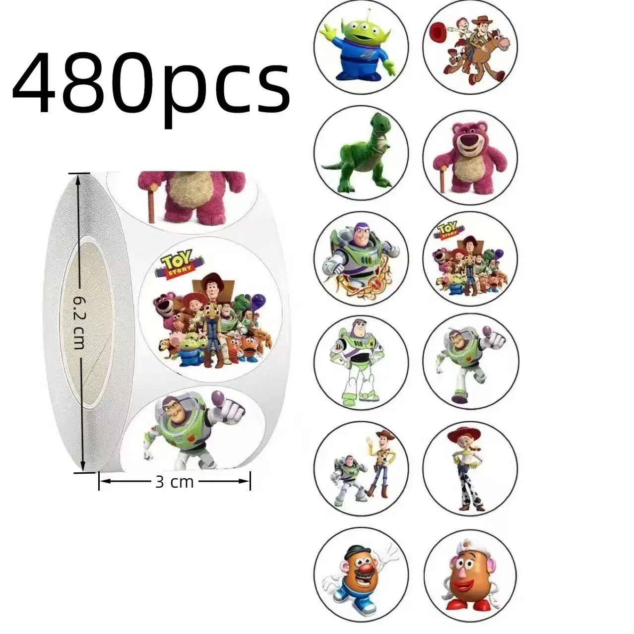 

480pcs kawaii Toy Story Stickers - Classic Character Decals (Buzz, Woody) for Kids’ Crafts, Laptops & Party Favors, Vinyl,Kawaii
