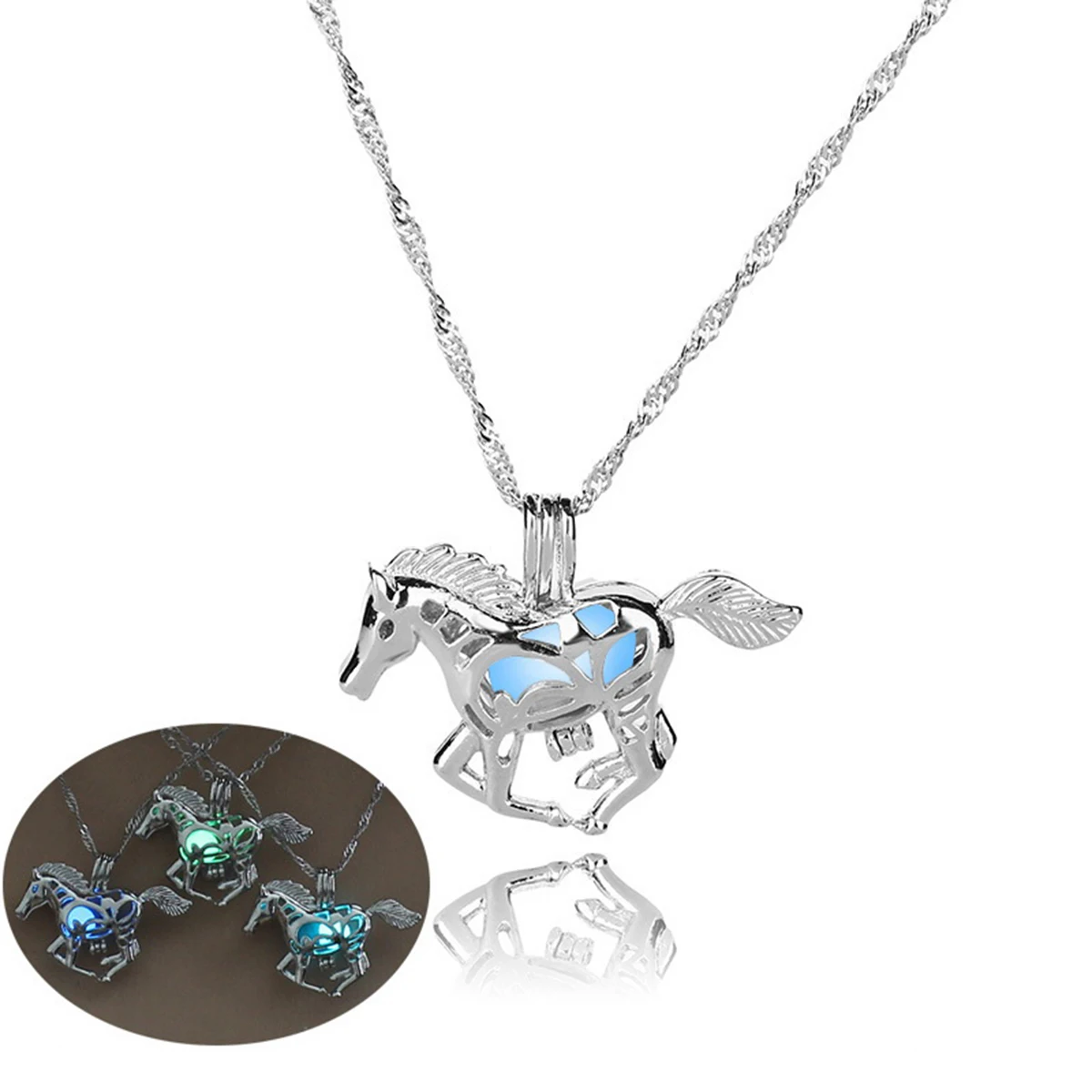 

Horse Pendant Necklace for Girls Hollow Out Women Jewelry Charm Miss