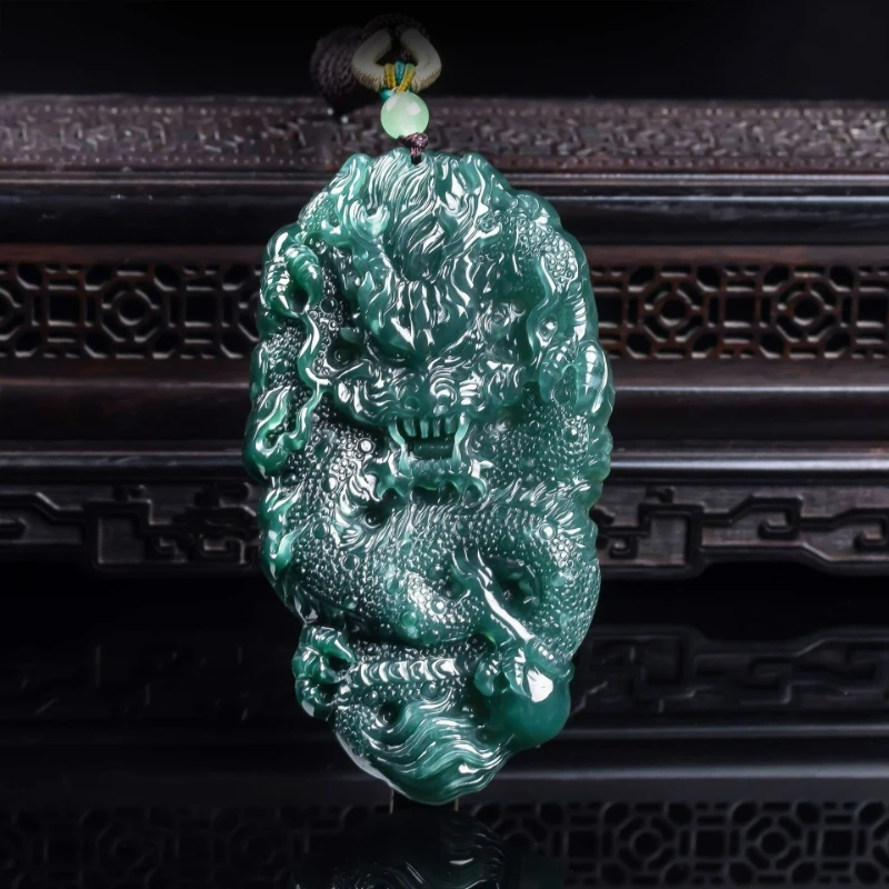 Natural Jade Hand-carved Domineering Three-dimensional Dragon God Guardian Necklace Pendant Fashion Personalized Amulet Gift