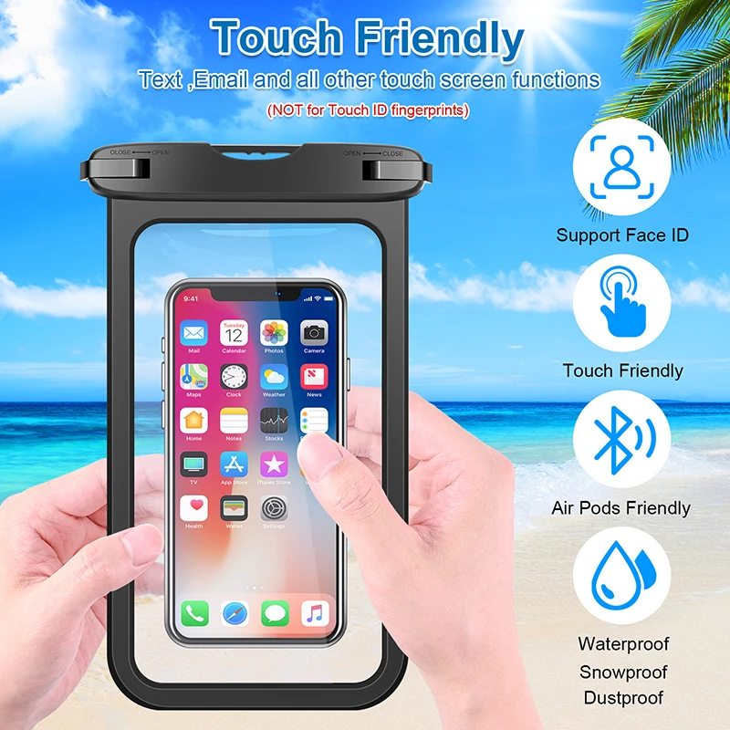 HAISSKY Large Waterproof Mobile Phone Bag Outdoor Beach Swimming Dry Bags Universal Transparent Surfing Drift Storage Pouch