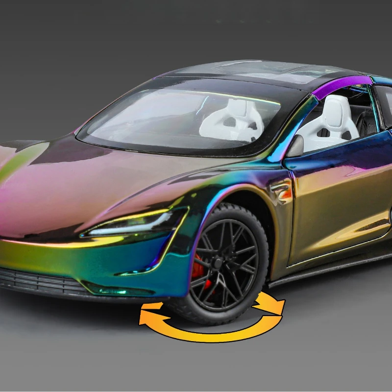 1:24 Roadster Alloy Diecast Sports Car Model Toy Simulation Sound and Light Vehicle Pull Back Toys For Children Gifts