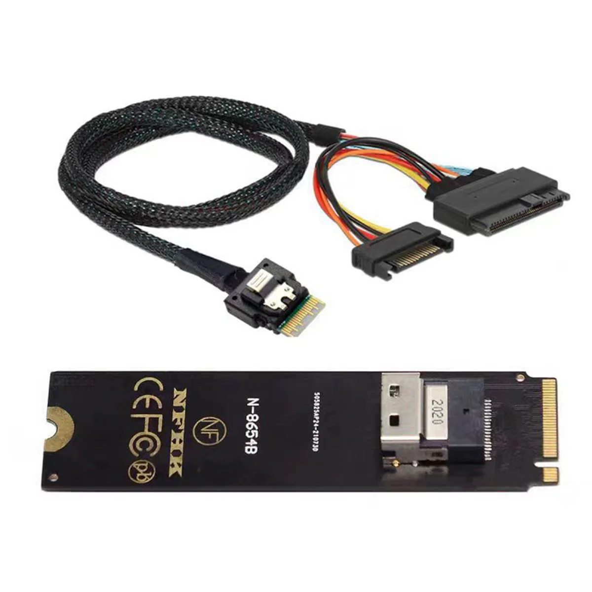 NGFF M-Key NVME to SFF-8654 Slimline SAS Card Adapter and U.2 U2 SFF-8639 NVME PCIe SSD Cable 50cm for Mainboard SSD‘-AA68