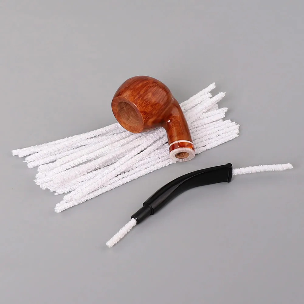 100pcs Cotton Smoking Pipe Cleaner Smoke Tobacco Pipe Cleaning Tool White Cigarette Holder Accessories length 15cm with 1 brush