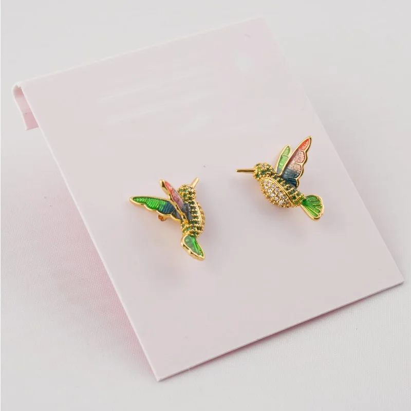 Jewelry Cute Pastoral Jewelry Little Hummingbird Copper Electroplating Earrings Earrings Earrings