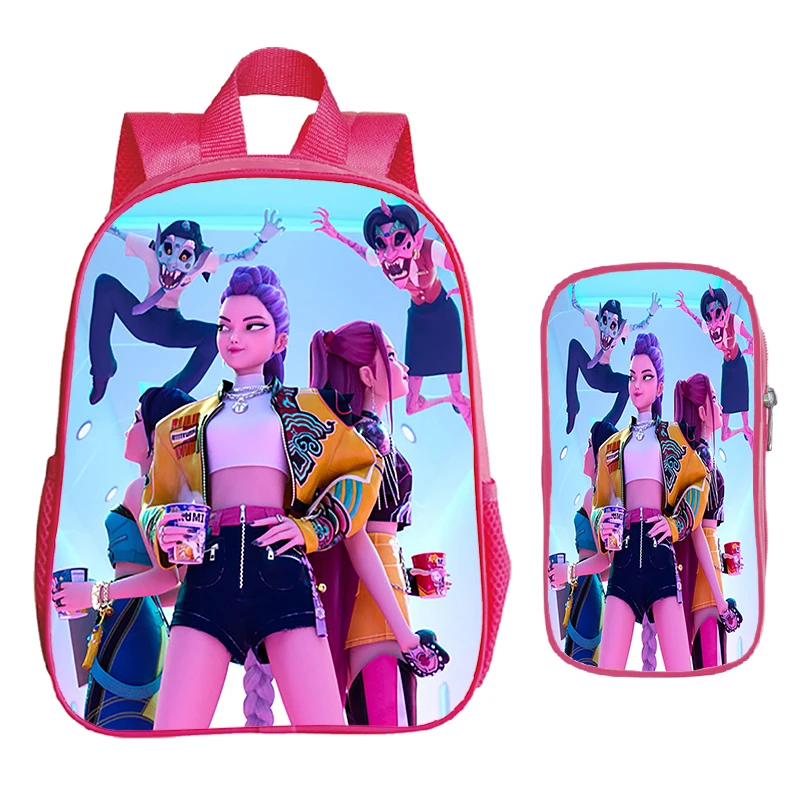 2 Stuks Set K-Pop Demon Hunters Rugzak Met Etui Baby Meisje Kleuterschool Rugzakken Kinderen Schooltas Leuke Cartoon Boekentas gift