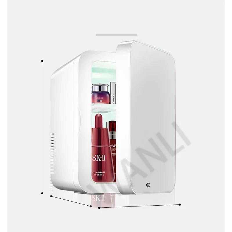 Mini refrigerador de maquillaje de 8L, refrigerador cosmético portátil, Panel de vidrio con luz Led, refrigerador, gabinete más cálido, hogar, coche, doble uso, 12V/220