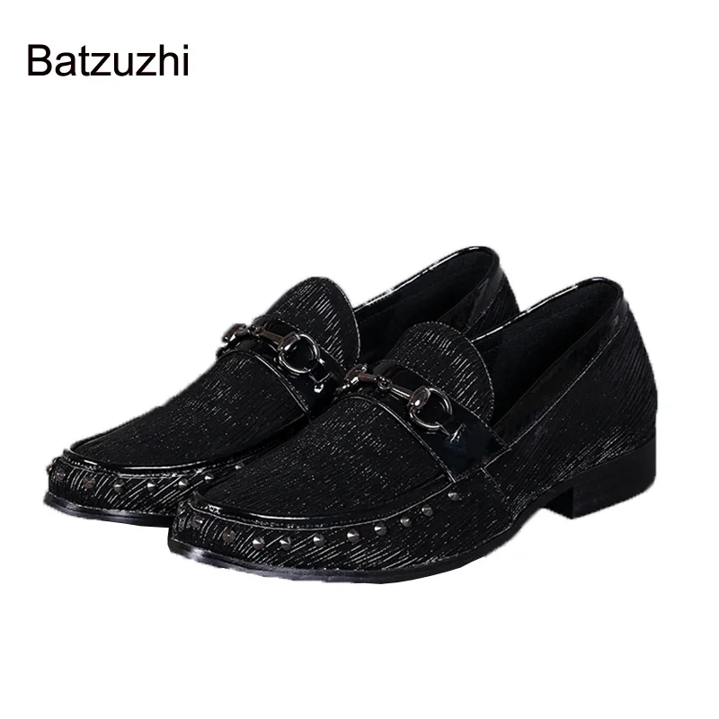 

Batzuzhi Men's Leather Shoes Pointed-toe British Style Business Dress Shoes Men Slip on Black Wedding Shoes, Big Sizes EU38-46!