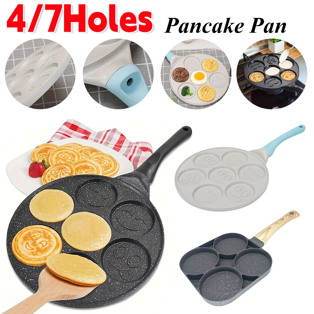 

4/7 Cup Pancake Pan Non-stick Griddle Frying Pan Kitchen Cooking Pots Four Hole Egg Omelet Pan Outdoor Camping Cookware Pots