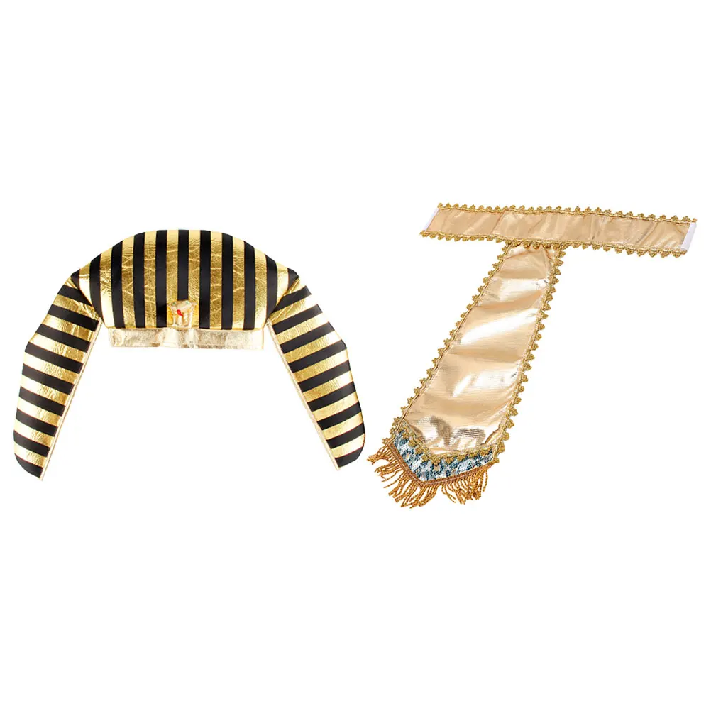 

Pharaoh Costume Accessories Halloween Cosplay Supplies King Set Reusable Cloth Belt Hat DIY Egyptian Waist Egyptian