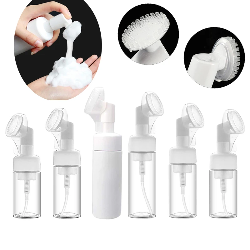 10Pcs 100ml-250ml Empty Soap Foaming Bottles With Silicone Foam Massage Brush Body Wash Cleansers Pump Dispenser Containers