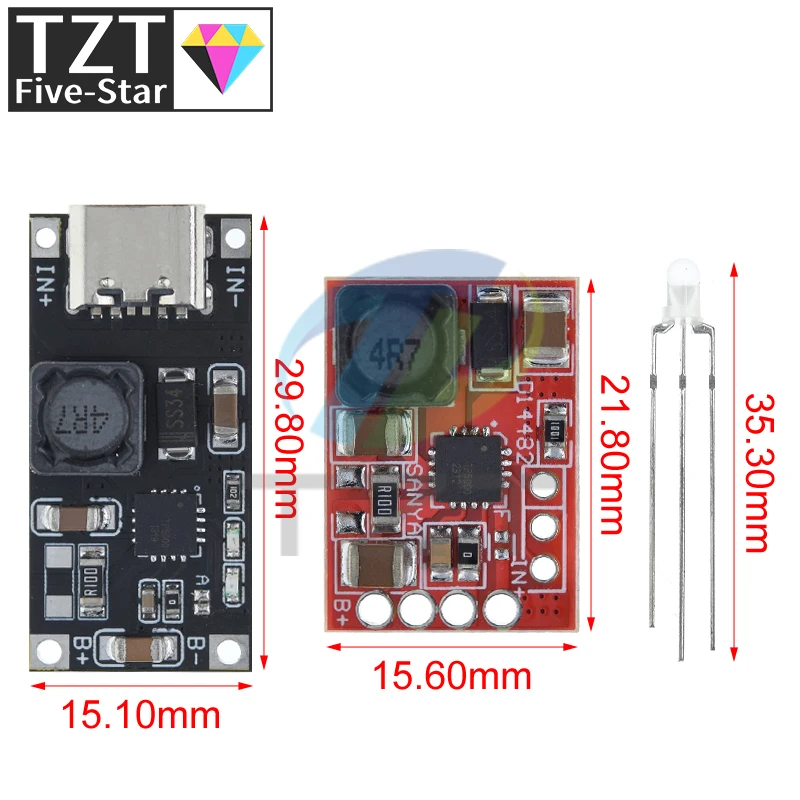 TYPE-C TP5000 DC 4.5v-9v 4.2V/3.6V 1A Lithium Battery Charging Board Lithium Iron Phosphate Charger Flash Power Supply Module