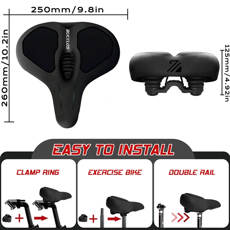 BUCKLOS Oversized Bicycle Saddle Shock-Absoption Widen Thicken Bike Saddle Ergonomic Soft Comfortable Seat Cushion Cycling Parts