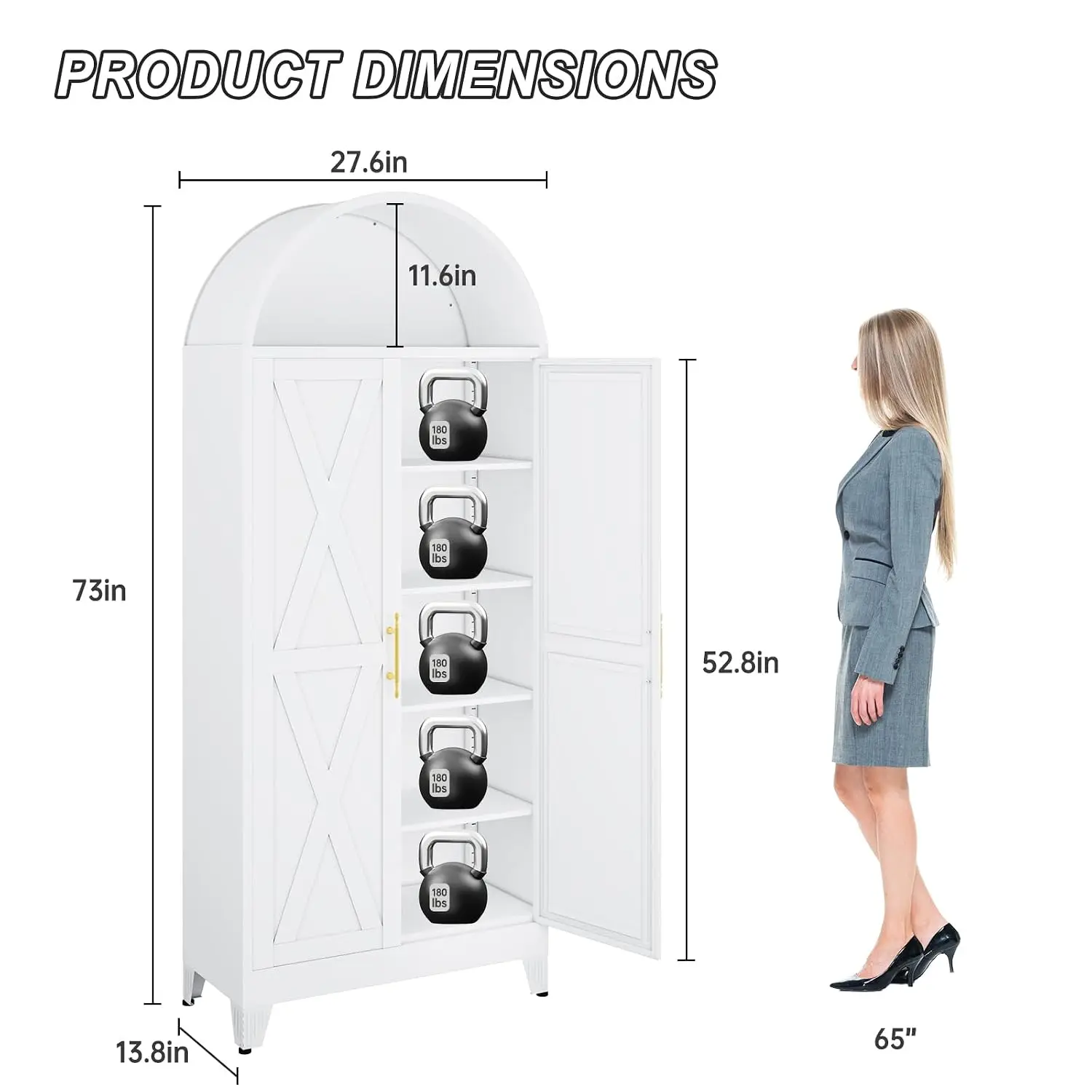 Metal Arched Kitchen Pantry Cabinet, 73