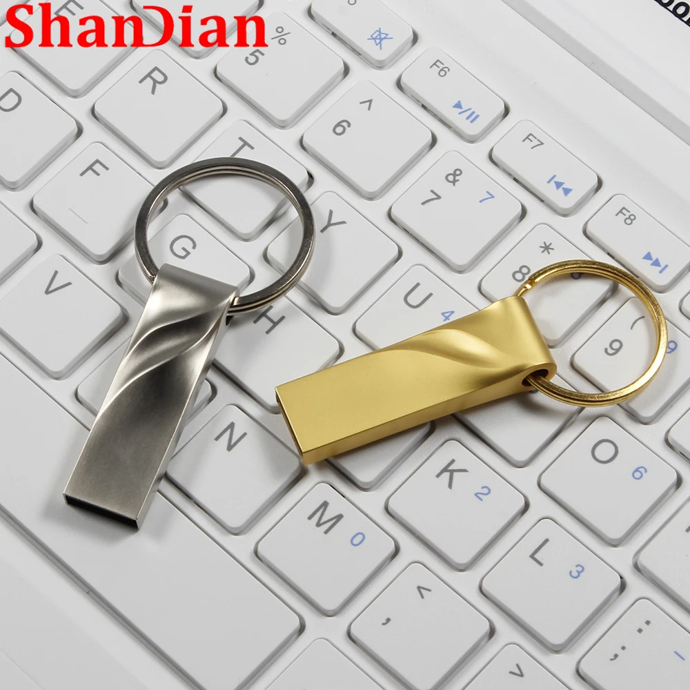 جديد القلم محرك المعادن الصغيرة محرك فلاش USB ارتفع الذهب ذاكرة عصا الحرة حلقة رئيسية صندوق مقاوم للماء U القرص 64 جيجابايت 32 جيجابايت أجهزة التخزين
