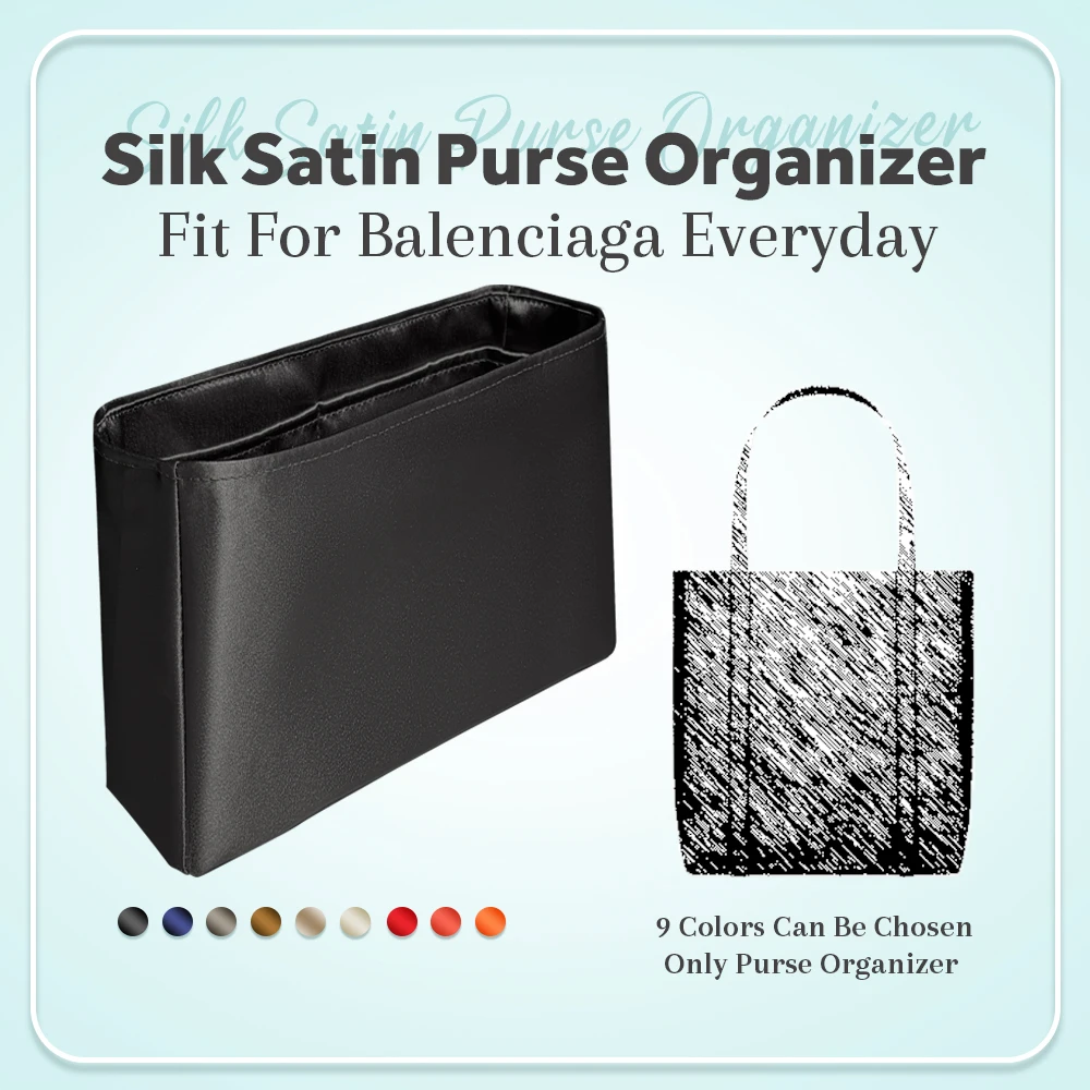 

Silk Satin Purse Organizer Insert, Tall Inside Bag Organizer Insert Fit for Balenciaga Everyday Tote Small Inside Storage Bag