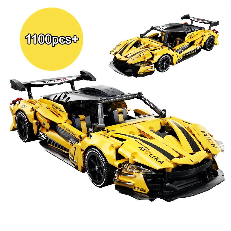 

FUNXINEE Technical City Yellow Racing Car Building Blocks Set MOC Creative Assembly Bricks Toys Christmas Birthday Gifts Toy
