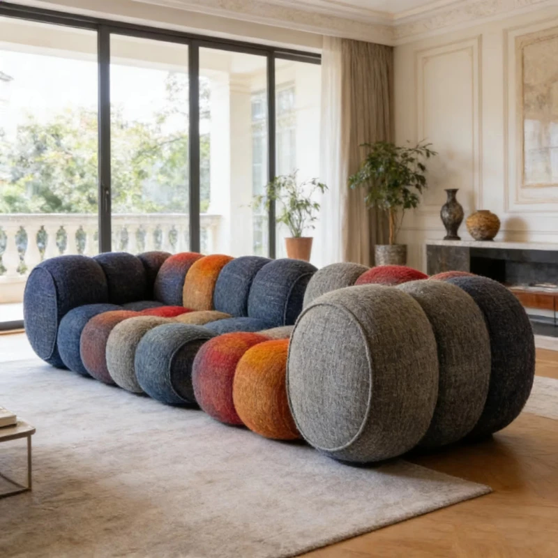 Gradual change color Modular splicing sofa Artistic round living room sofa Size
