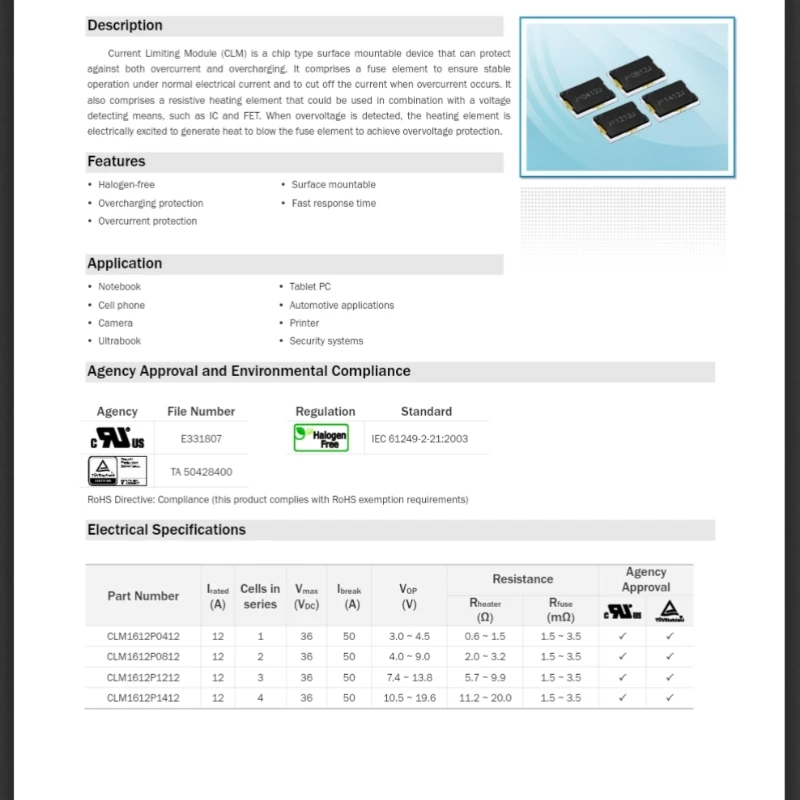 CLM1612P1412 12A 4 string 36V imprint P1412J PTTC Juding three-terminal lithium battery fuse