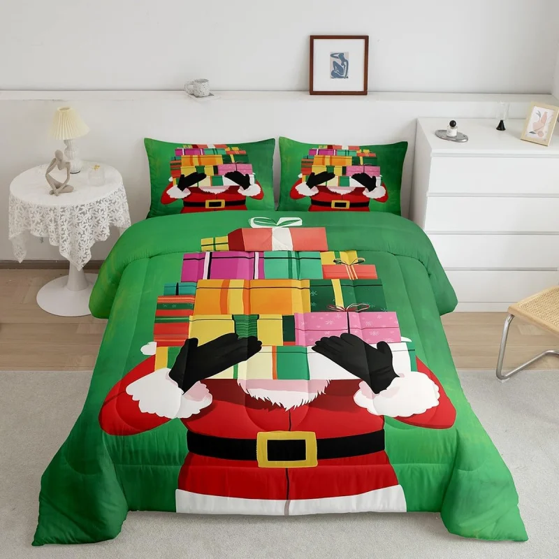 

Christmas Santa Claus comforter set Merry bedding king size for kids Boys Girls bedroom bed decor Xmas