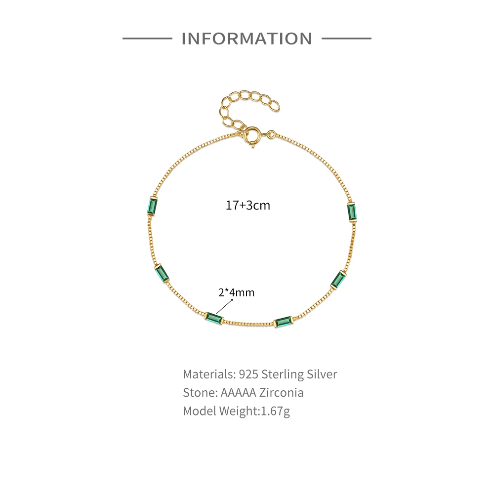 CANNER New Trend S925 Sterling Silver Colorful Zirconia Bracelet Chain for Women's Gift Fashion Jewelry Gold Bracelets Bangles