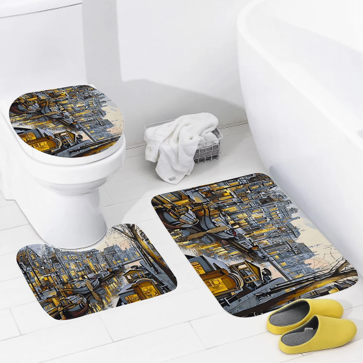 home bathroom floor mats Oil painting style Bath Foot mat modern bathroom accessories rug Toilet mat Bathtub anti-slip carpet