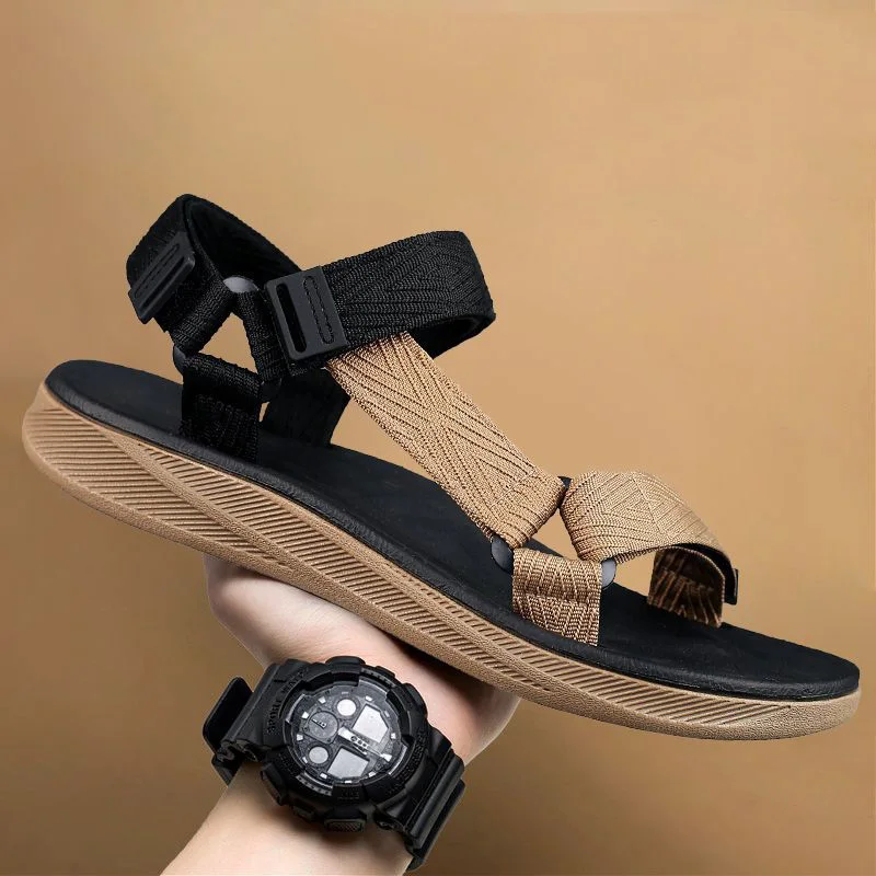 

New Summer Shoes Mens Sandals Flat Non-slip Holiday Beach Sandals Brand Male Summer Casual Shoes Blue Black Big Size 45 D972