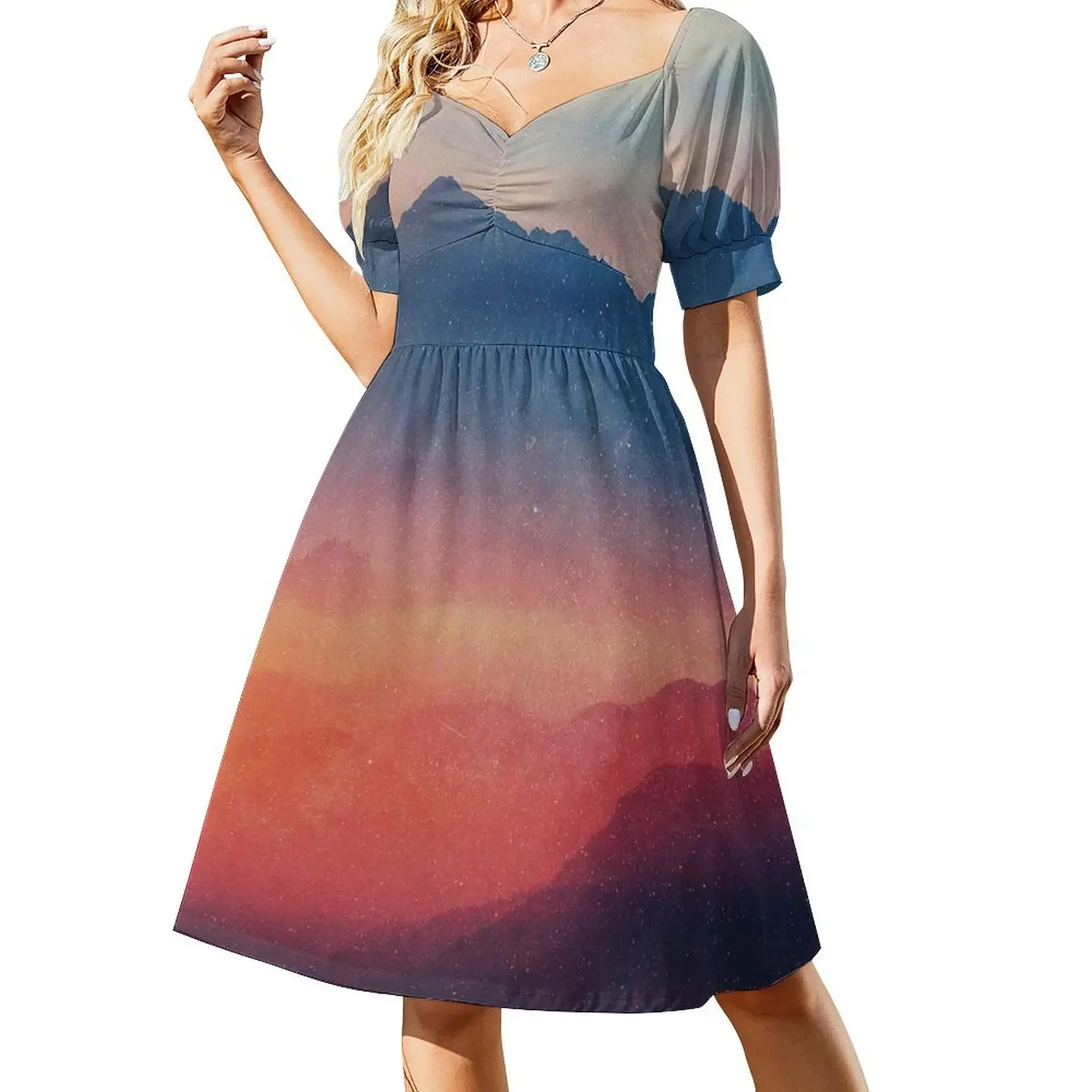 

Landscape Short-Sleeved Dress Evening dresses sexy dress