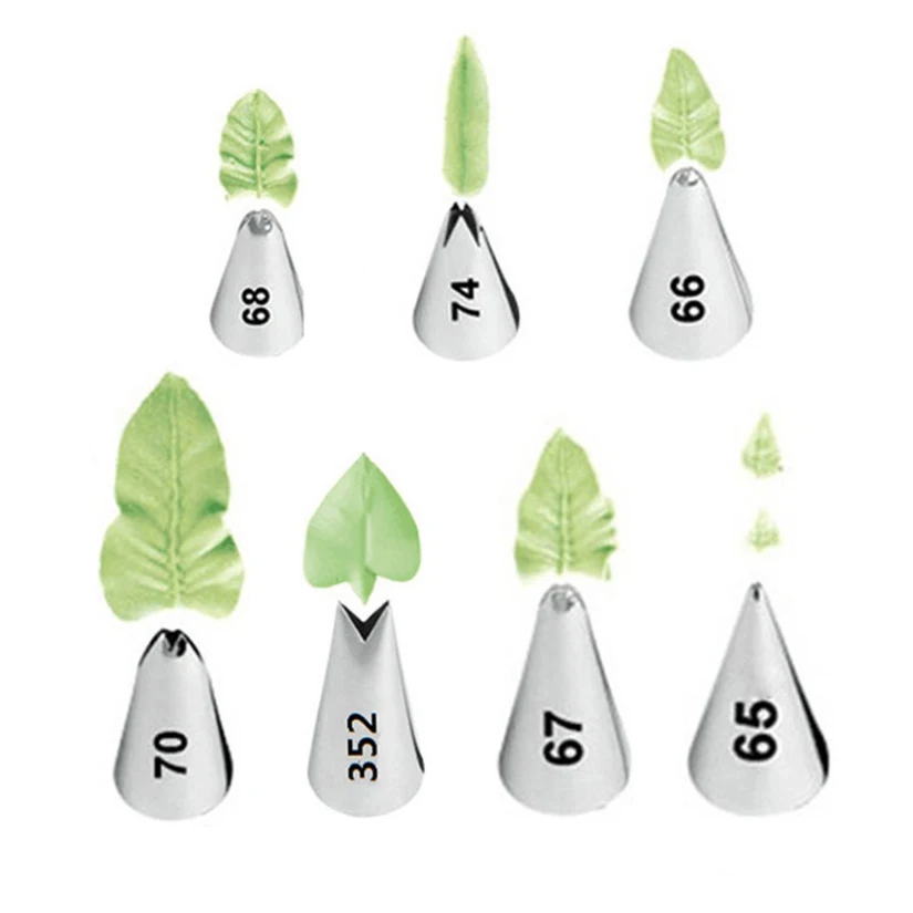 7 pcs/set Leaf Tips Stainless Steel Icing Piping Nozzles Cake Decorating Pastry Tip Sets Cupcake Tools Baking Mold