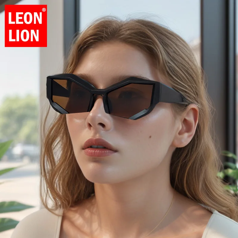 LeonLion Vintage Women Sunglasses Hip-hop Multi-sided Exaggerated Sunglasses Women/Men Half Frame Sun Glasses Eyewear 2024